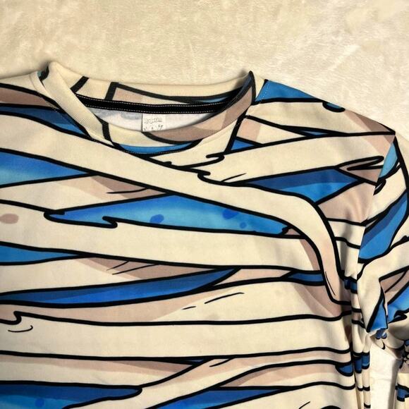 RageOn Mummy Wrap Sweatshirt Size Large White Beige Blue Aura Vibes Skate Emo - Picture 2 of 8
